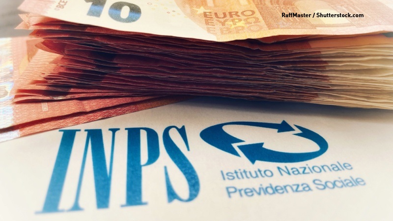 Logo Inps con banconote da 10 euro